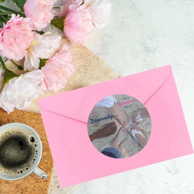 Sticker Rond Unité ! Diversité ethnique Rum Point îles Caïmans (Créateur téléchargé)