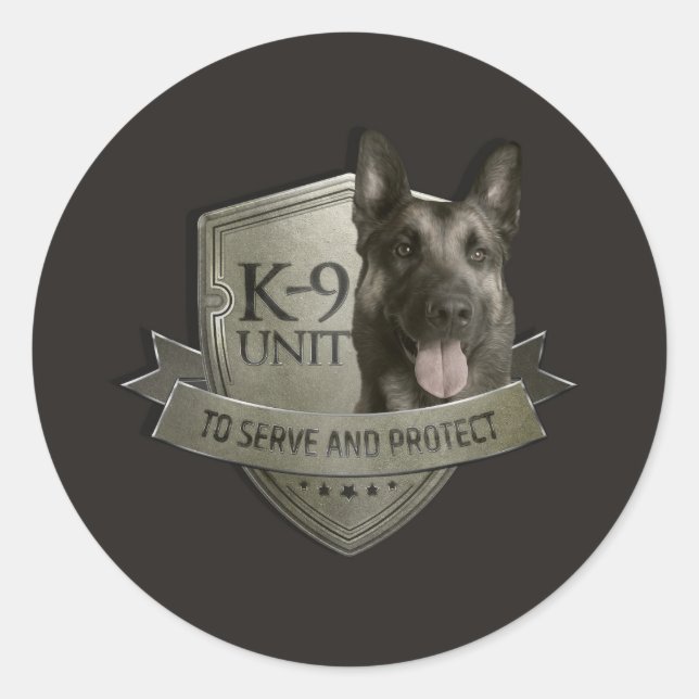 Sticker Rond Unité K9 - Malinois - berger belge (Devant)