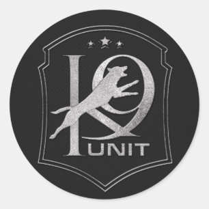 Sticker Rond Unité K-9 - Chien de police - Malinois