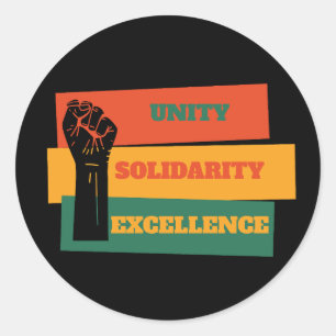 Sticker Rond Unité, Solidarité, Excellence Mois de l'histoire d