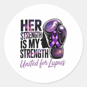 Sticker Rond United For Lupus Purple Awareness Ribbon And Boxin