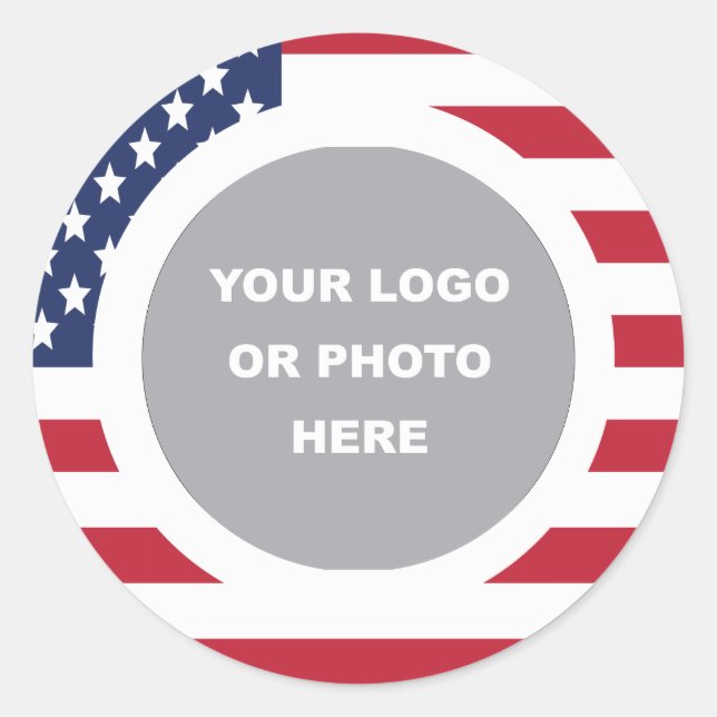 Sticker Rond United States Flag Border with Logo (Devant)