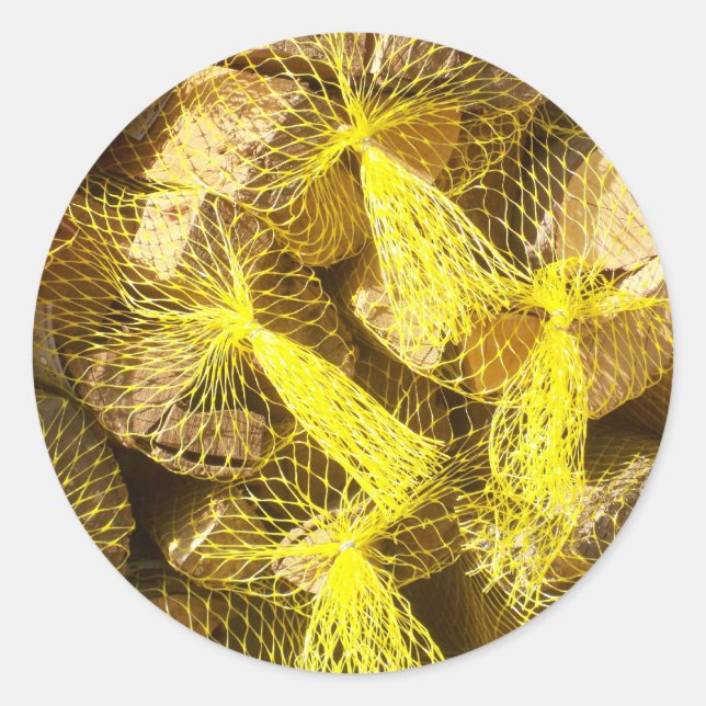 Sticker Rond Unités de bois de chauffage (Devant)