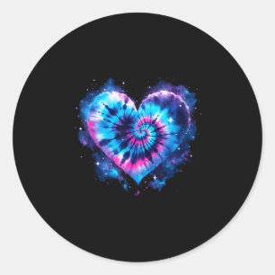 Sticker Rond Univers Amour Tie-dye Cœur Tee - Saint Valentin Hi