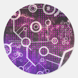 Sticker Rond Univers numérique
