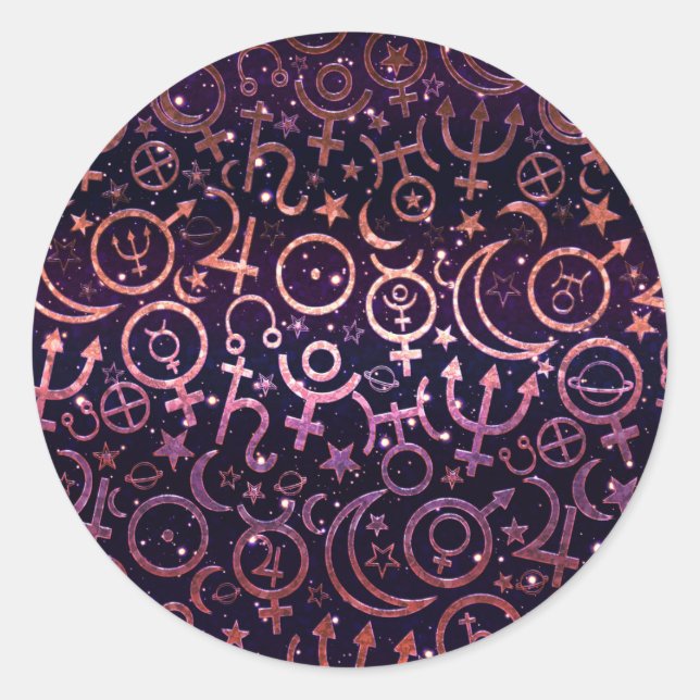 Sticker Rond Univers Spatial Planétaire de Planètes Brillantes  (Devant)