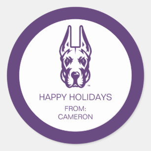 Sticker Rond Université d'Albany Chef de la mascotte Great Dane