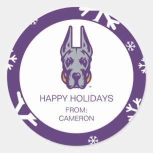 Sticker Rond Université d'Albany Chef de la mascotte Great Dane