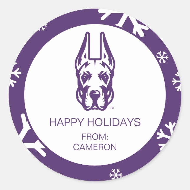 Sticker Rond Université d'Albany Chef de la mascotte Great Dane (Devant)