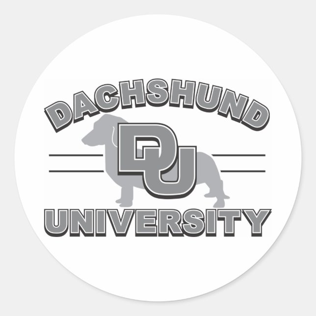 Sticker Rond Université de Dachshund (Devant)