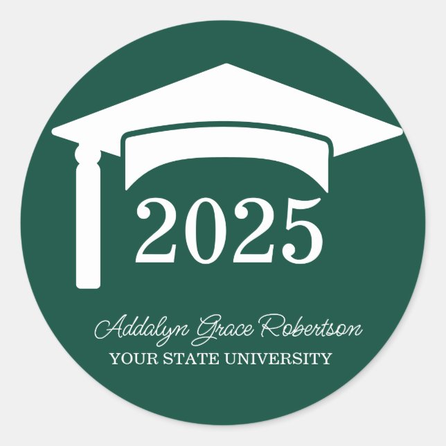 Sticker Rond Université Green College Casquette de promotion 20 (Devant)