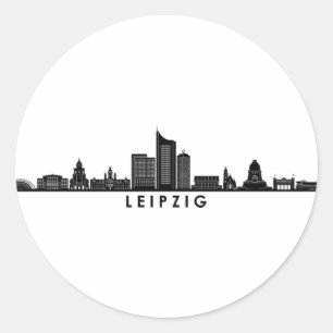 Sticker Rond Université LEIPZIG Allemagne City Skyline Silhoue
