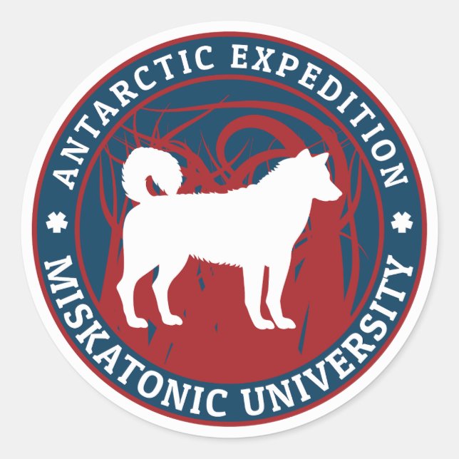 Sticker Rond Université Miskatonique Expedition Antarctique (Devant)