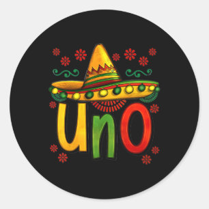 Sticker Rond Uno Mon premier anniversaire mexicain Cinco De May