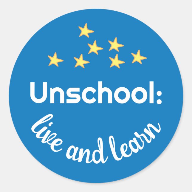 Sticker Rond Unschool Live and Learn with Stars (Devant)