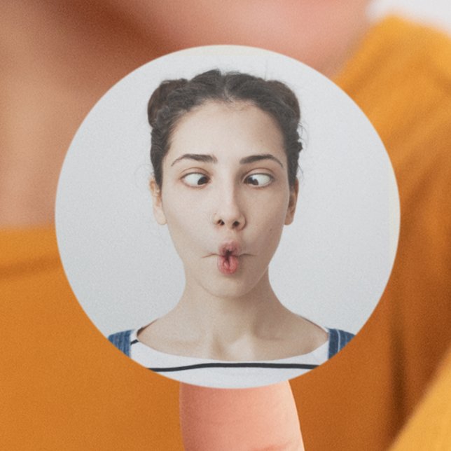 Sticker Rond Upload Your Funny Face Photo Selfie (Créateur téléchargé)