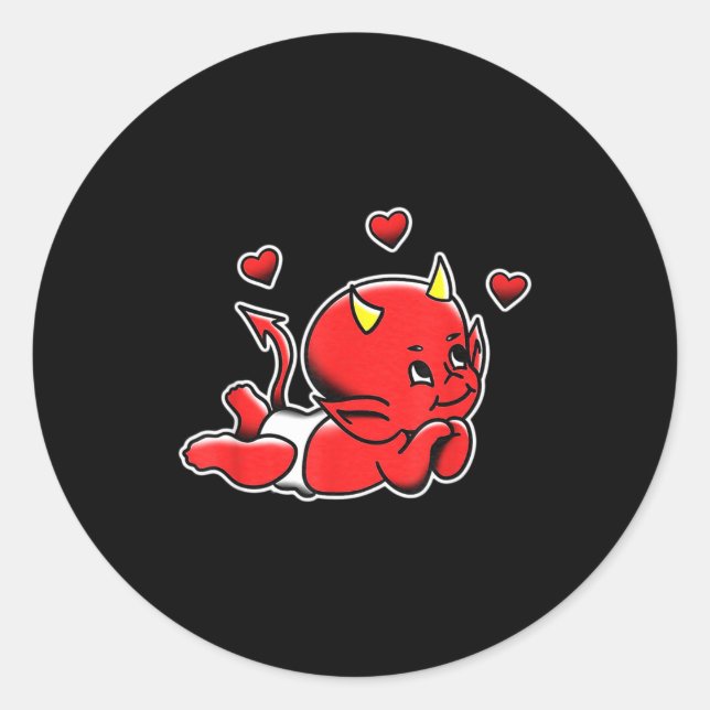Sticker Rond Urban Empyre Kewe Baby Cud Devil Demon Love , Smal (Devant)