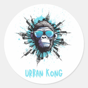 Sticker Rond Urban Kong - Gorilla Cool avec lunettes de soleil 