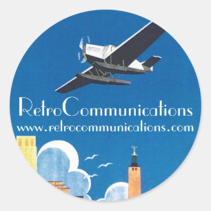 Sticker Rond URL Flyg Retro