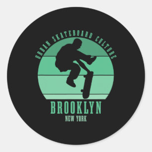 Sticker Rond Urne de skateboard de Brooklyn New York City Skate