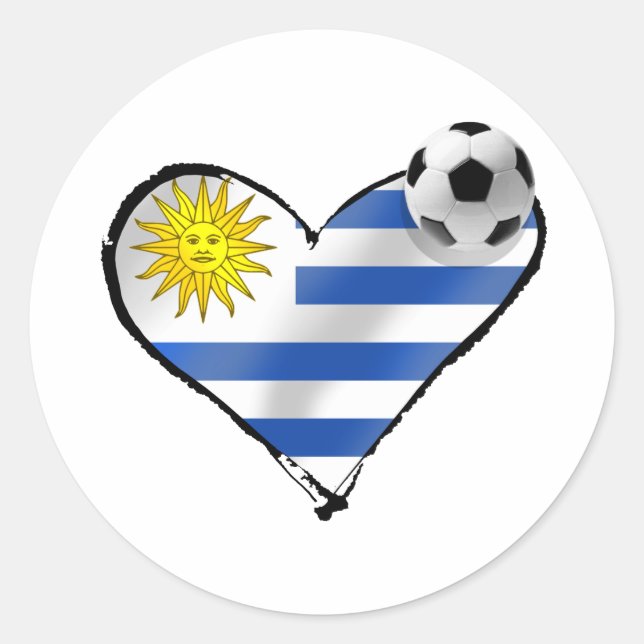 Sticker Rond Uruguay drapeau football football te amo cadeaux (Devant)