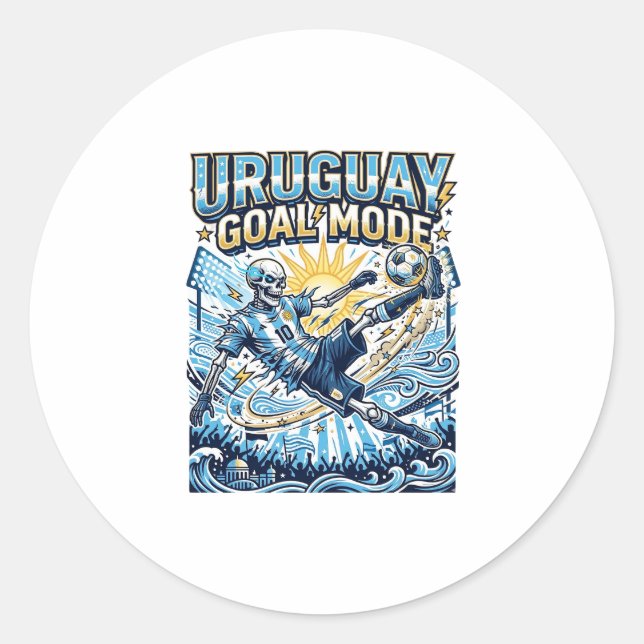 Sticker Rond Uruguay Mode Goal Skeleton Buteur Nations Dynamiqu (Devant)