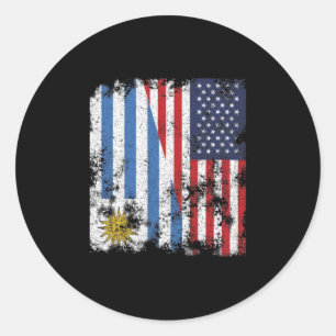 Sticker Rond Uruguay USA Flag