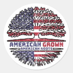 Sticker Rond US American États-Unis America Tree Roots