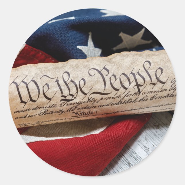Sticker Rond US Constitution and Flag (Devant)