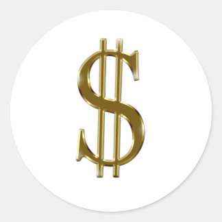 Sticker Rond $ US dollar signe or