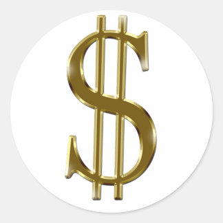 Sticker Rond $ US dollar signe or