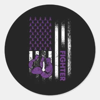 Sticker Rond Us Drapeau Epilepsie Combattez Purple Ribbon Epile