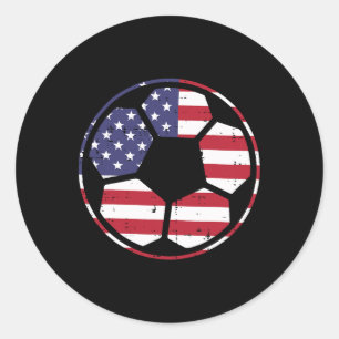 Sticker Rond Us Drapeau Football Ll Football Vintage 4 juillet