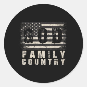 Sticker Rond Us Drapeau Patriotique Vétérinaire Dieu Famille Mé