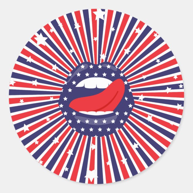 Sticker Rond USA 250 4th of July Patriotic Lips (Devant)