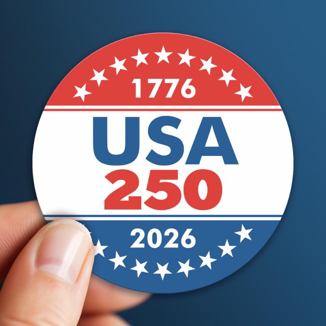 Sticker Rond USA 250 - America's Birthday Classic - 1776-2026 (USA 250 - America's 250th Celebration 1776-2026)