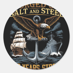Sticker Rond Usa 250 Ans Fort 1776-2026 Ancre Maritime Aigle