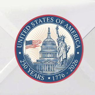 Sticker Rond USA 250 Years Freedom America's Semiquincentennial