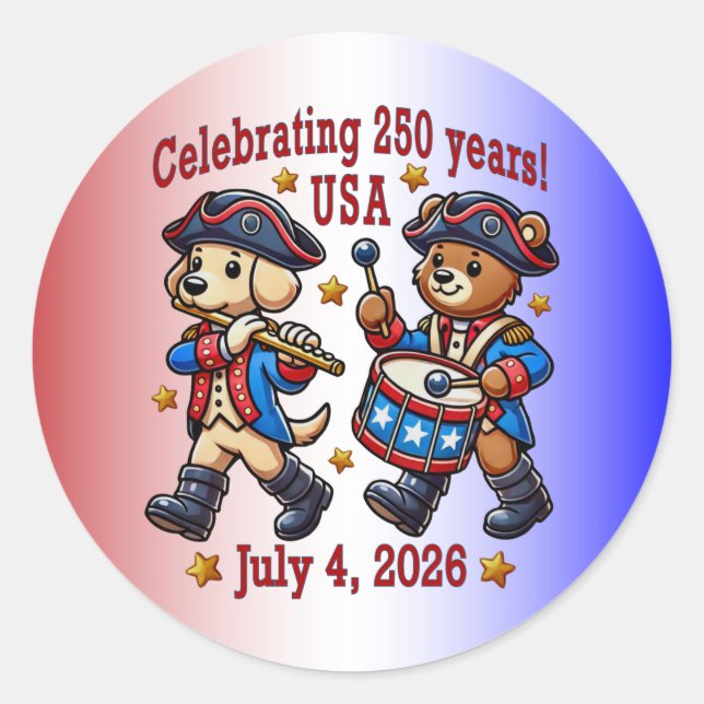 Sticker Rond USA 250th Anniversary Souvenir - Patriotique (Devant)