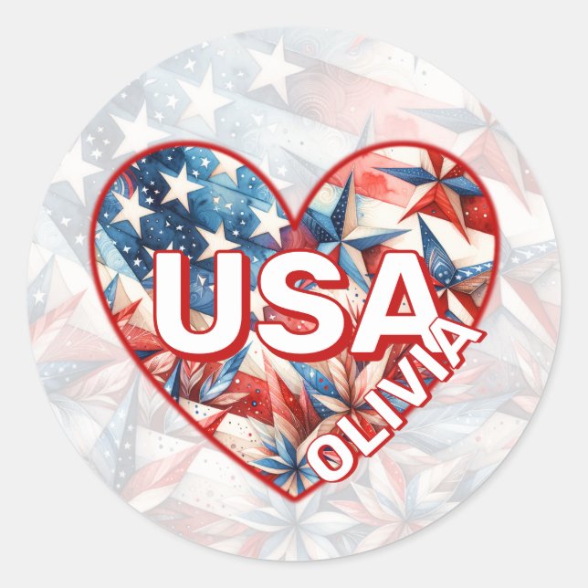 Sticker Rond USA Ajouter un nom (Devant)