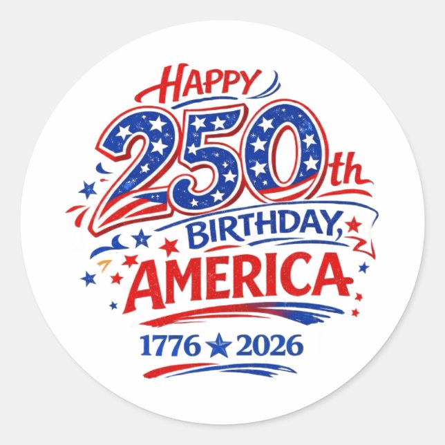 Sticker Rond USA America 250th Anniversary Patriotic (Devant)