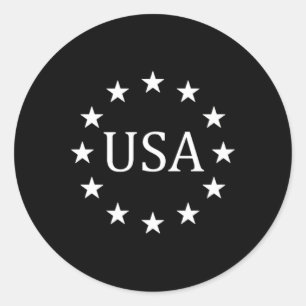 Sticker Rond Usa Avec Étoiles Patriotique