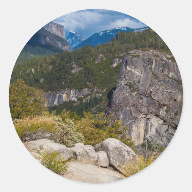 Sticker Rond USA, Californie. Yosemite Valley Vista 2 (Devant)