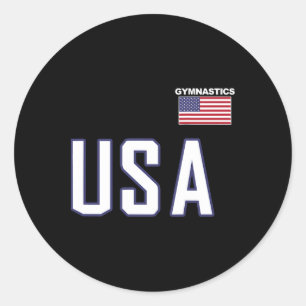 Sticker Rond Usa Drapeau Gymnastique Équipe Cool Matériel de gy