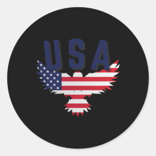 Sticker Rond Usa Eagle 4 juillet cadeau Décontracté American Fi