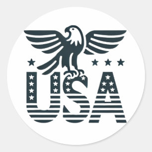 Sticker Rond USA Eagle Patriotic Desig - Style Etoile et Stripe