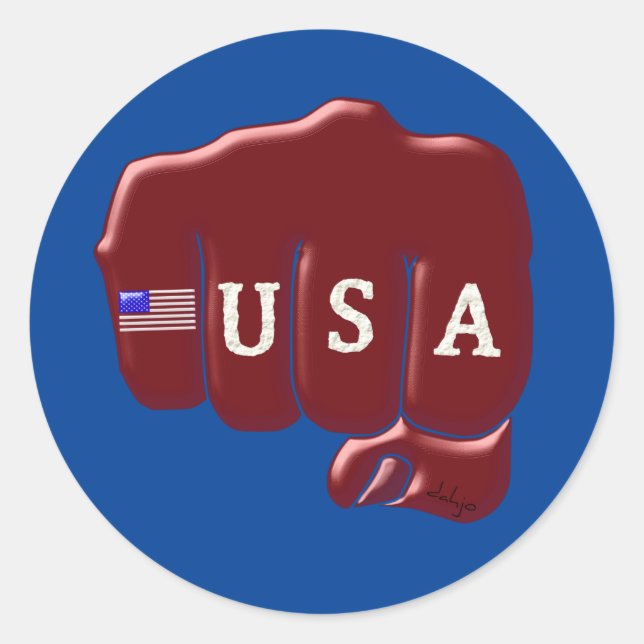 Sticker Rond USA Fist Bump avec le drapeau américain (Devant)