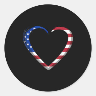 Sticker Rond Usa Flag Heart Memorial Day Vétérinaire Graphisme