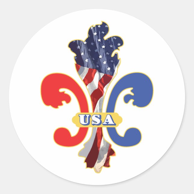 Sticker Rond USA Fleur de lis (Devant)