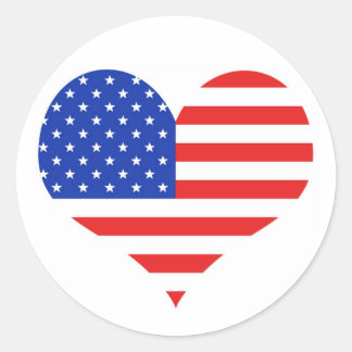 Sticker Rond USA Heart